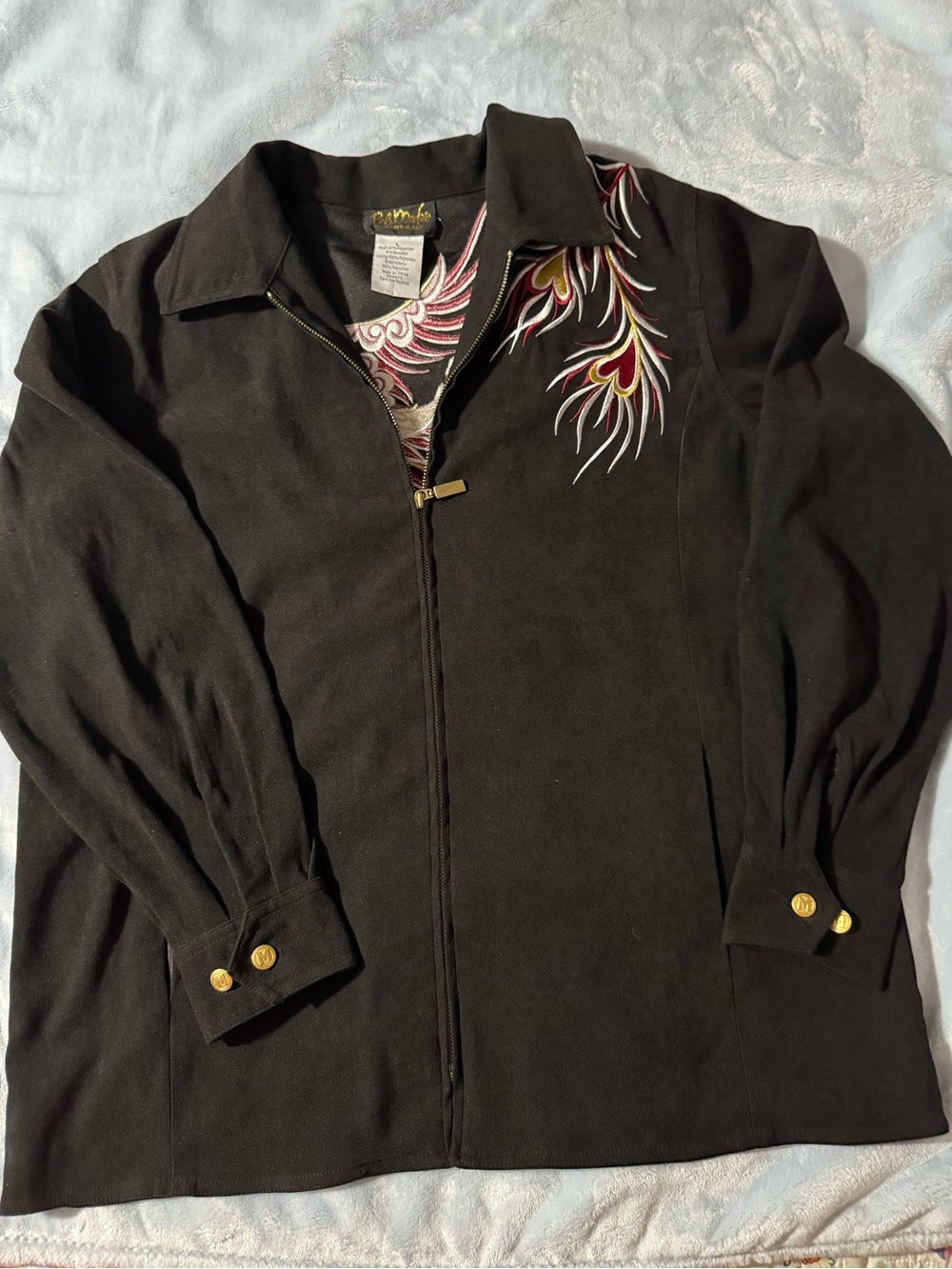 Bob Mackie Black Jacket with Red, Gold and White Embroidered Detail